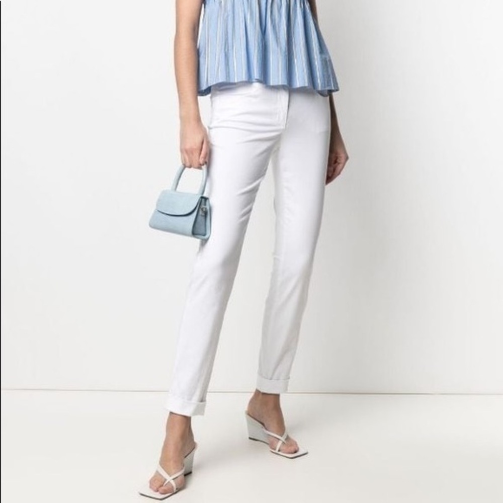 Luisa Cerano Soft Raw Hem Skinny Jeans White NWT